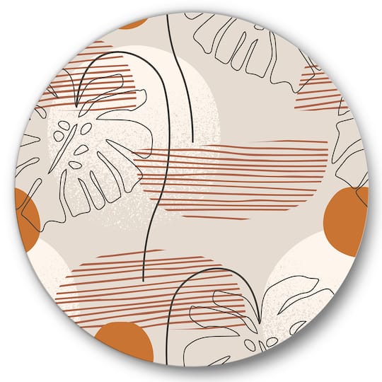 Designart - One Line Art Shapes & Abstract Monstera Leaf